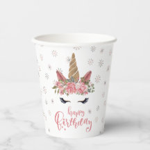 Cumpleaños Feliz Unicornio de Invierno Rosa