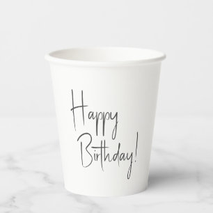 Vasos De Papel Cumpleaños feliz y neutral de género minimalista