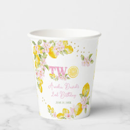 Vasos De Papel Cumpleaños Floral Limón