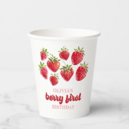 Vasos De Papel Cumpleaños Fresa Baya Primero