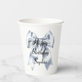 Vasos De Papel Cumpleaños Glam Silver Bow