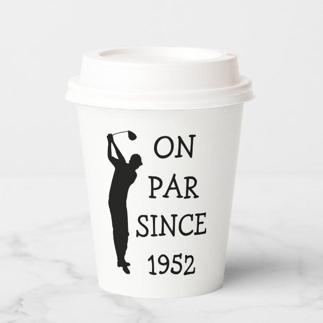 Vasos De Papel Cumpleaños Golfer Funny 70th happy Dad Par (Anverso)