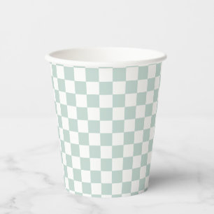 Vasos De Papel Cumpleaños Green Retro Checker