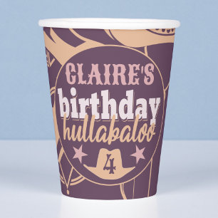Vasos De Papel "Cumpleaños Hullabaloo", Fiesta de Bday de Cowgirl