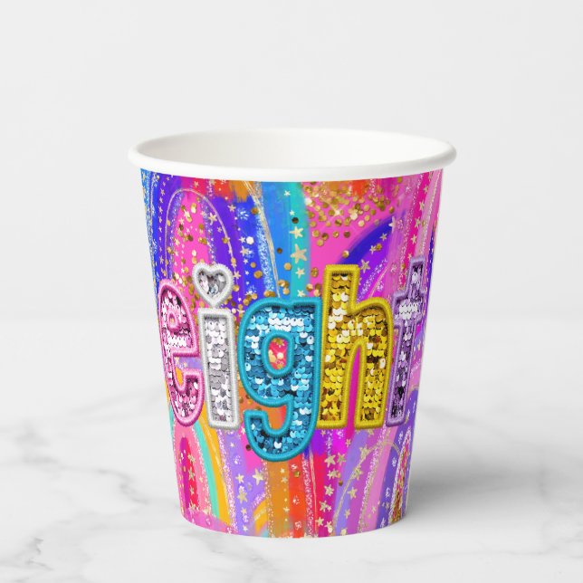 Vasos De Papel Cumpleaños Infantil Arcoíris (Reverso )