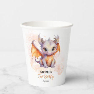 Vasos De Papel Cumpleaños infantil de dragón bebé de cuento de ha