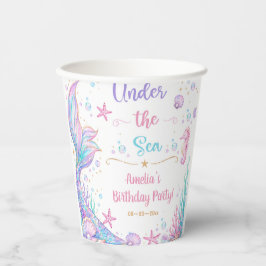 Vasos De Papel Cumpleaños infantil de sirena