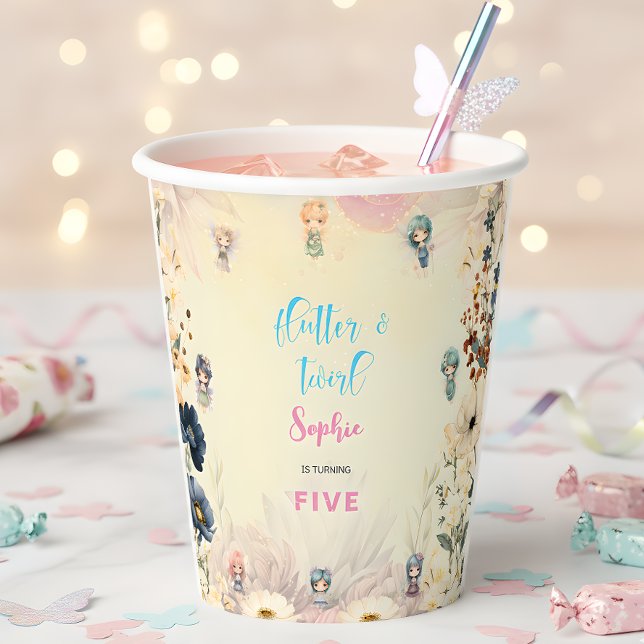 Vasos De Papel Cumpleaños infantil jardín de hadas floral (Subido por el creador)