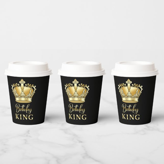 Vasos De Papel Cumpleaños King Gold Crown Royal Queen Luxury (Multi)