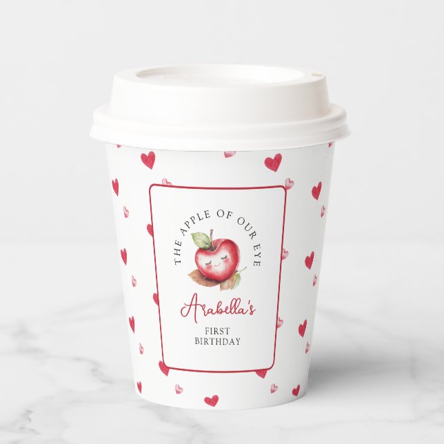 Vasos De Papel Cumpleaños Manzana Dulce De Nuestros Ojos (Anverso)