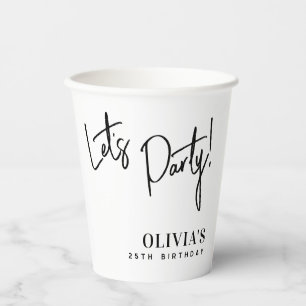 Vasos De Papel Cumpleaños Minimalista ¡Vamos a la Fiesta