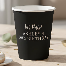 Vasos De Papel Cumpleaños negro 60