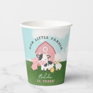 Vasos De Papel Cumpleaños número 3 de granja de animales de grane