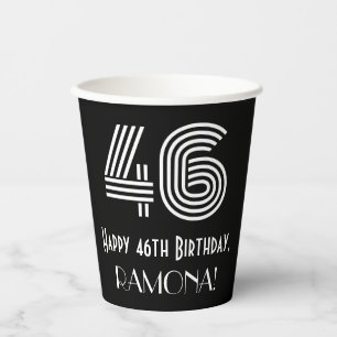 Vasos De Papel Cumpleaños número 46 — Diseño inspirado en Art Dec