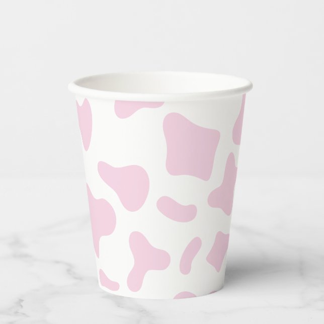 Vasos De Papel Cumpleaños occidental de estampado de vaca rosa Ro (Anverso)
