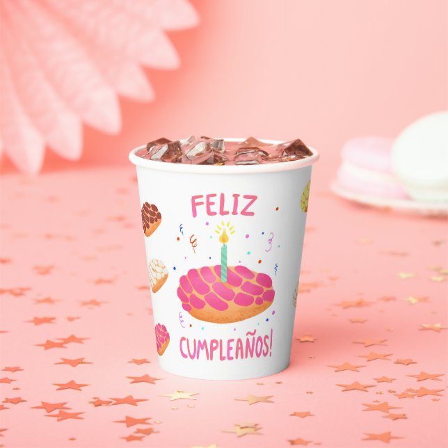 Vasos De Papel Cumpleaños Pan Dulce Concha (in situ)