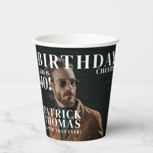 Vasos De Papel Cumpleaños personalizado 40° Fiesta Revista Cubre 