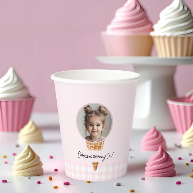 Vasos De Papel Cumpleaños Personalizado de Cabeza de Helado  (Subido por el creador)