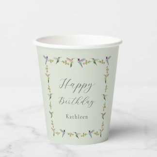 Vasos De Papel Cumpleaños personalizado de colibríes de Anna