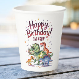 Vasos De Papel Cumpleaños personalizado de dinosaurios para niños