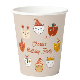 Vasos De Papel Cumpleaños personalizado de un gato kitsch