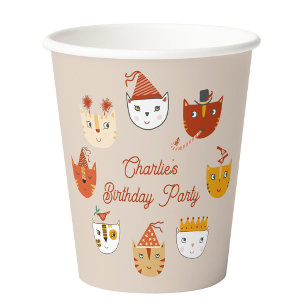 Vasos De Papel Cumpleaños personalizado de un gato kitsch