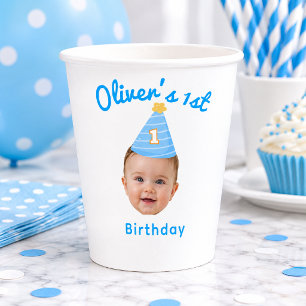 Vasos De Papel Cumpleaños Personalizado del Primer Bebé Niño