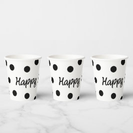 Vasos De Papel Cumpleaños personalizado en blanco y negro