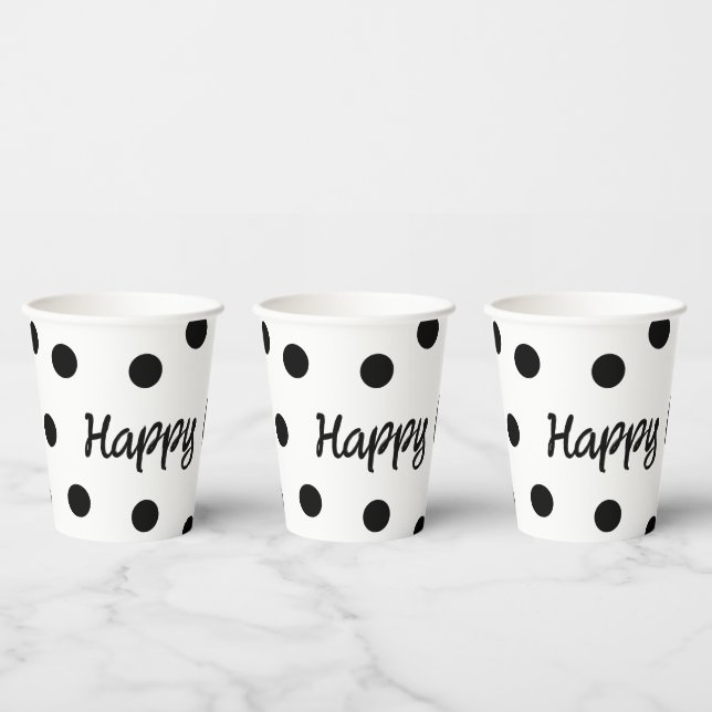 Vasos De Papel Cumpleaños personalizado en blanco y negro (Multi)
