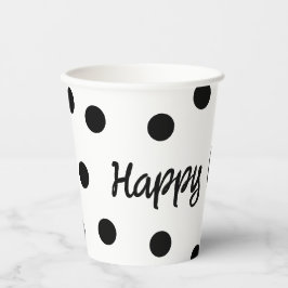 Vasos De Papel Cumpleaños personalizado en blanco y negro