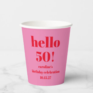 Vasos De Papel Cumpleaños personalizado número 50 moderno y atrev