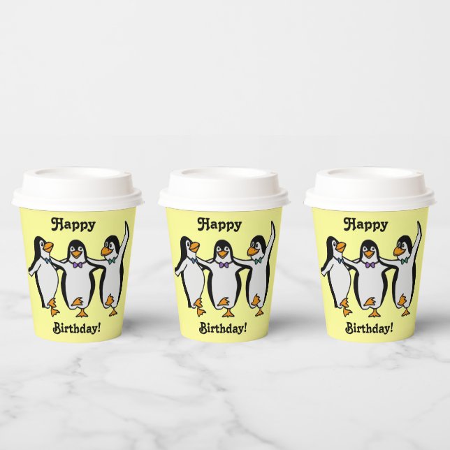 Vasos De Papel Cumpleaños! Pingüinos bailando divertido (Multi)