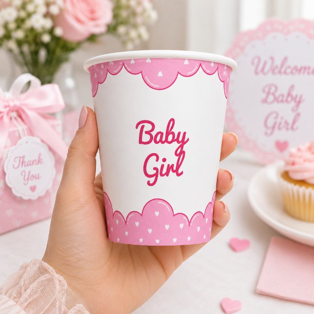 Vasos De Papel Cumpleaños Primero Nubes acuarela Rosa Chic (Subido por el creador)
