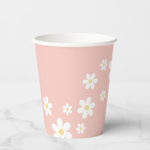Vasos De Papel Cumpleaños Retró Rosa Daisy