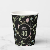 Cumpleaños Romántico Negro Flor de Trébol Rosa 
