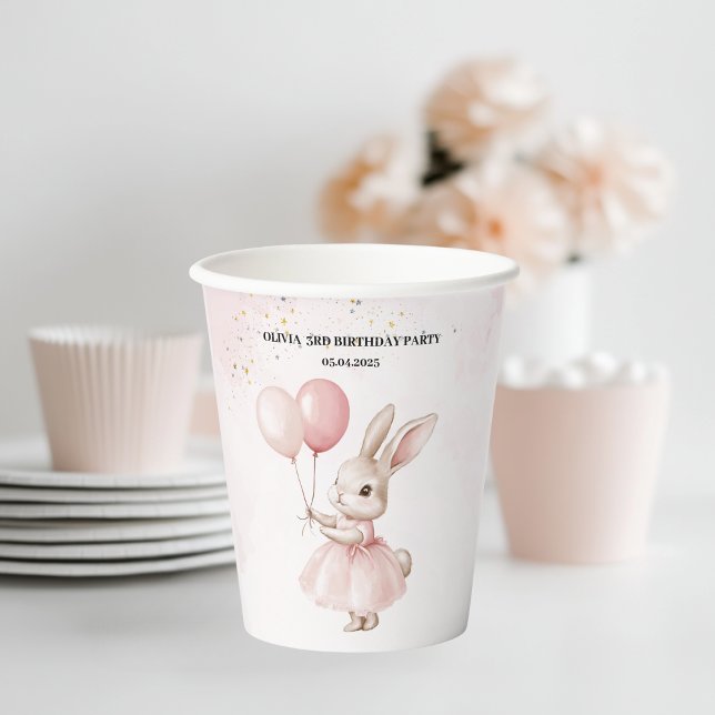 Vasos De Papel Cumpleaños rosa Bunny Pastel | | Drinkware fiesta (Subido por el creador)