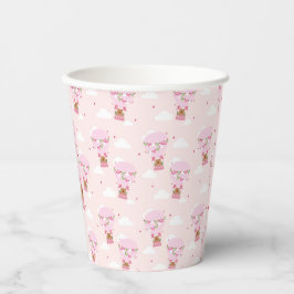 Vasos De Papel Cumpleaños rosa globo aerostático capybara lindo