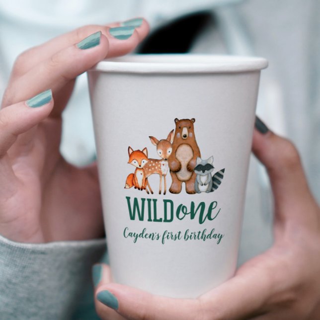 Vasos De Papel Cumpleaños salvaje del primer año del animal del b (Subido por el creador)