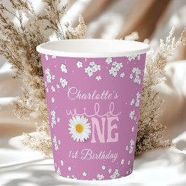 Vasos De Papel Cumpleaños Salvaje Uno de Daisy Morada 1er Cumplea