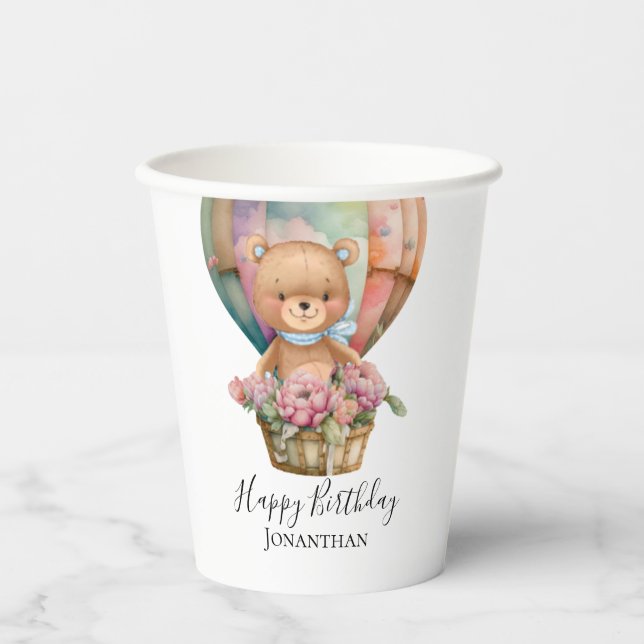 Vasos De Papel Cumpleaños Teddy Bear (Anverso)