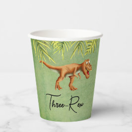 Vasos De Papel Cumpleaños tres-Rex Dinosaurio Tropical
