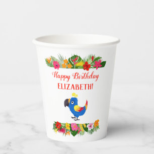 Vasos De Papel Cumpleaños Tropical de bonito Parrot