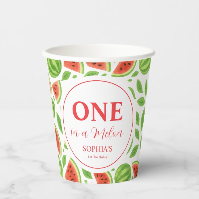 Vasos De Papel Cumpleaños Único Entre Un Melón (Anverso)
