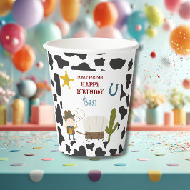 Vasos De Papel Cumpleaños vaquero con estampado de vaca linda