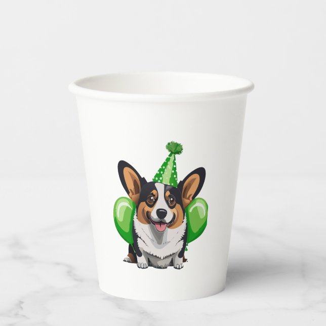 Vasos De Papel Cumpleaños Verde Corgi Classic T-Shirt (Anverso)