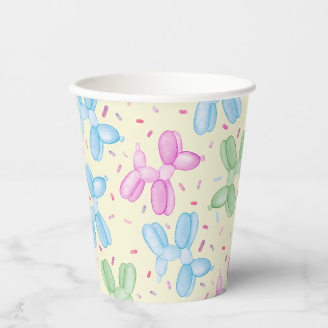 Vasos De Papel Cuotas de cumpleaños de Balloon Dog Pastel (Anverso)