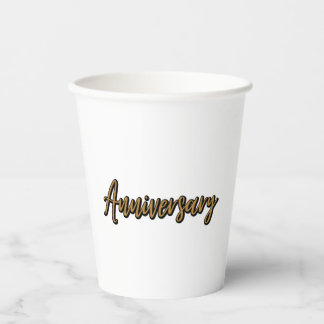 Vasos De Papel Cuotas de papel de Aniversario Dorado