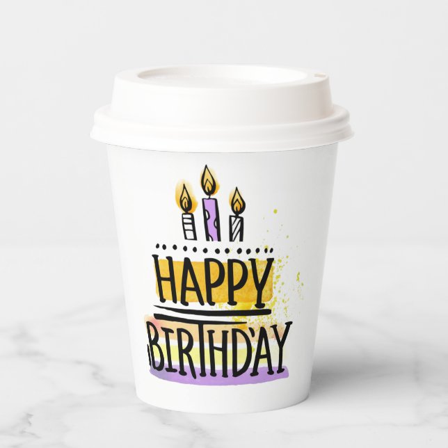 Vasos De Papel Cuotas de Papel de Cumpleaños Feliz (Anverso)