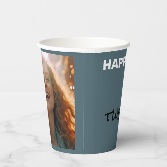 Vasos De Papel Cuotas de papel de cumpleaños feliz azul de pizarr (Derecha)