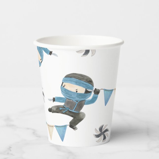 Vasos De Papel Cuotas de papel de Fiesta Ninja azul (Anverso)